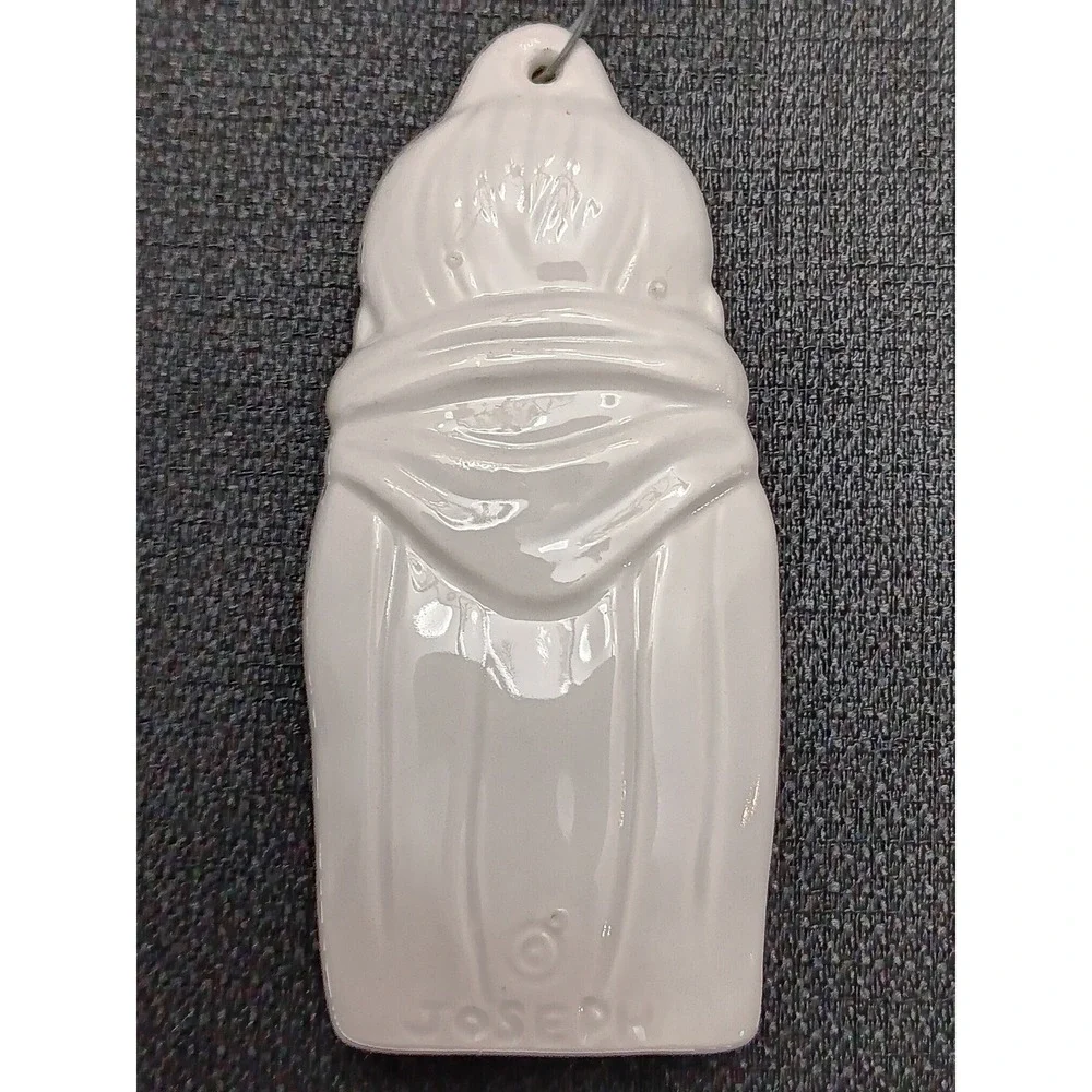Vintage Joseph White Ceramic Praying Hanging Ornament Figurine Christmas